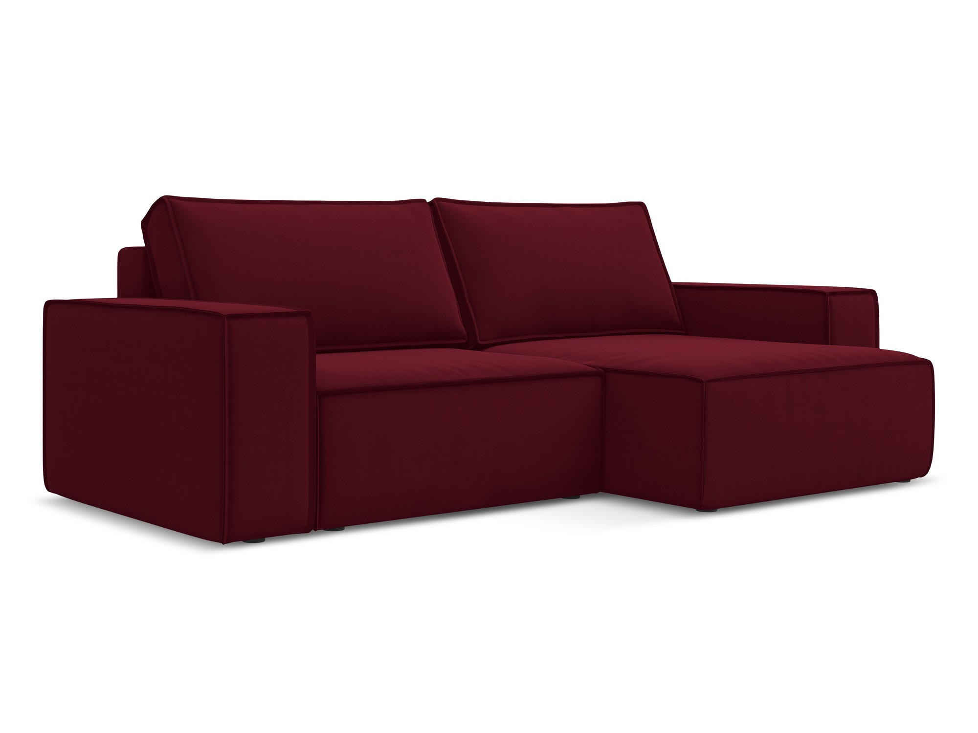 ECKSOFA mit Schlaffunktion Samt Stoff Rot - Bordeaux/Rot, Kunststoff/Textil (257/148cm) - Makamii