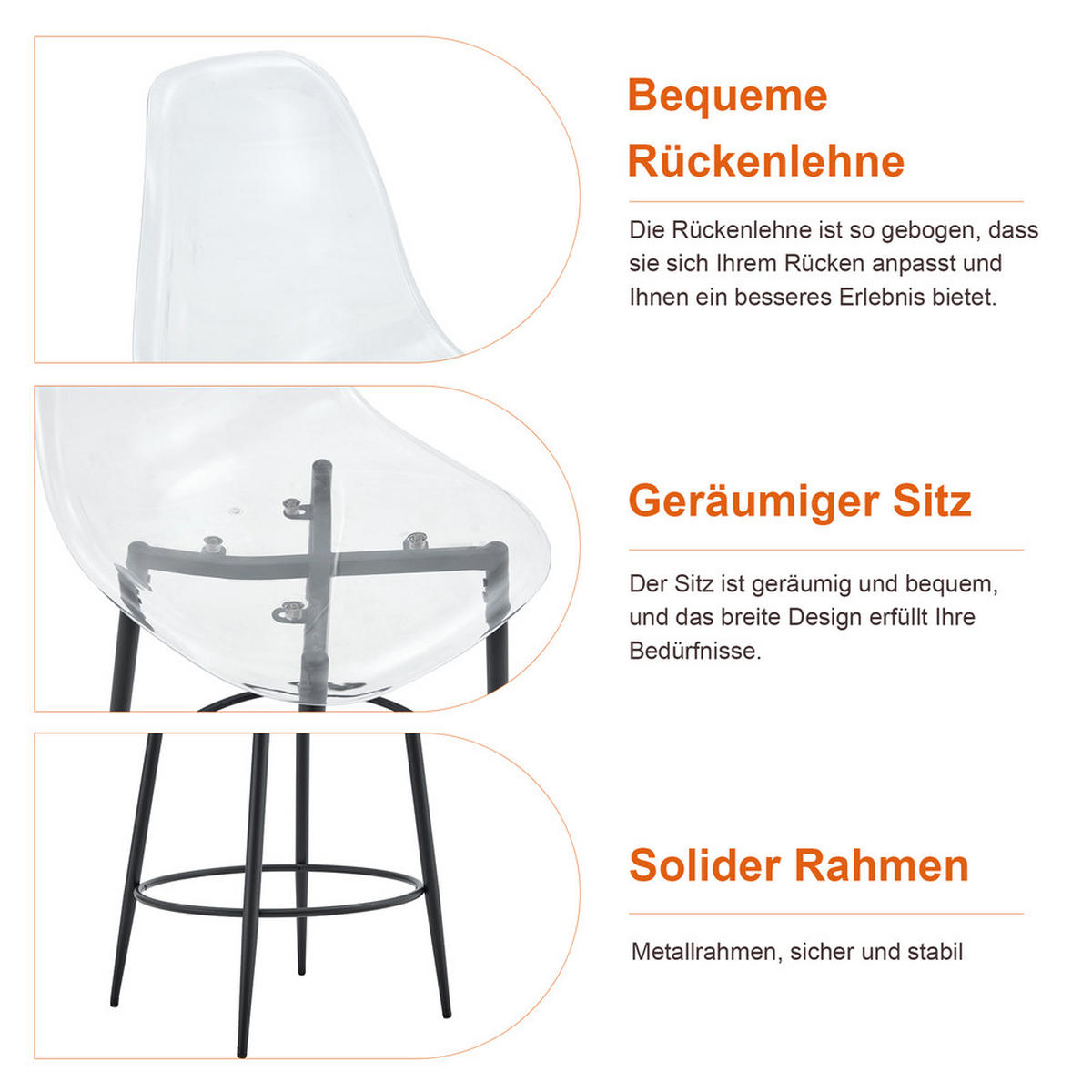 TISCHGRUPPE 3-tlg Glas 89 cm mit 2 Barhockern Metallgestell Schwarz - Transparent, Glas/Metall (80/11/94.5cm) - Raelunyi