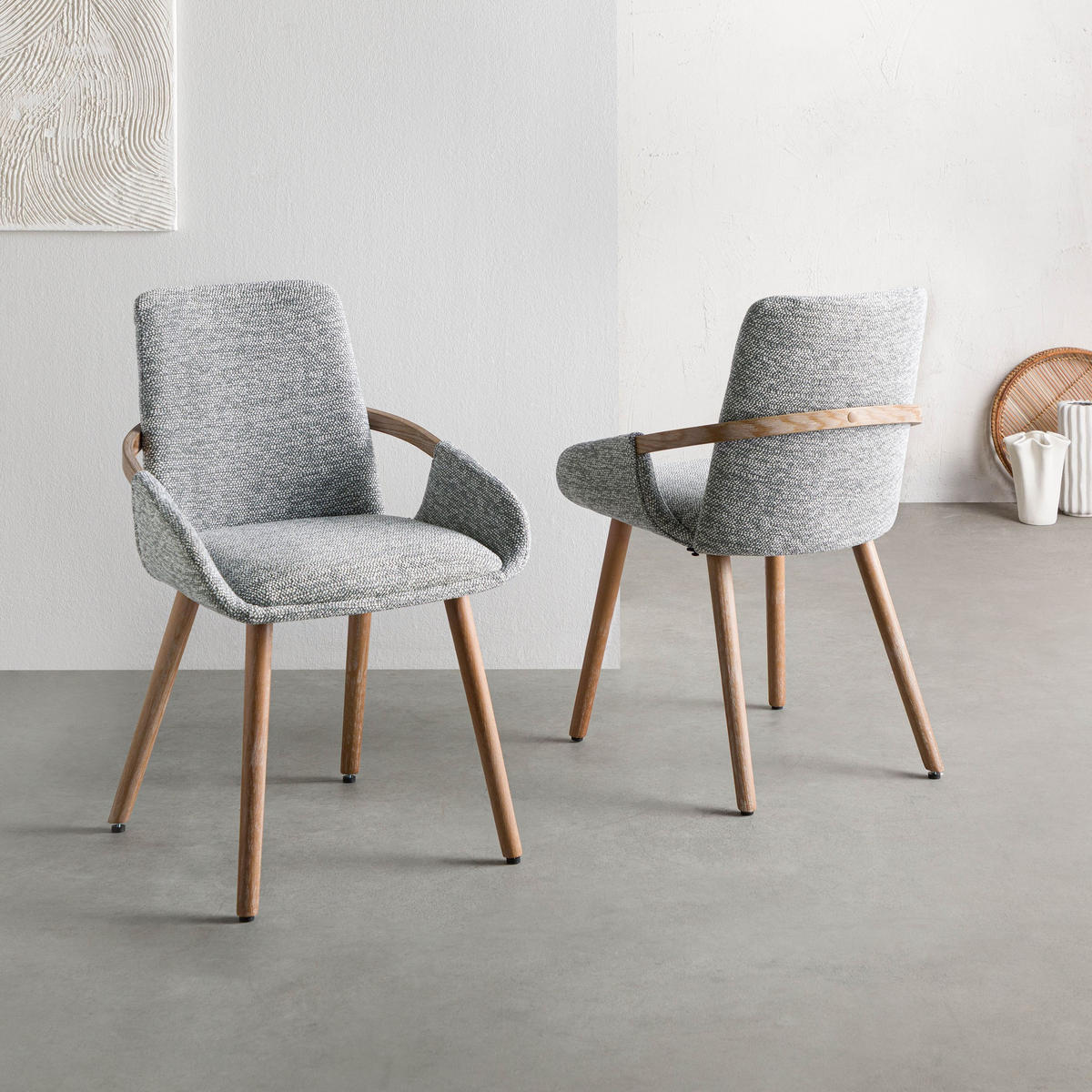 STUHL Massivholz 54 x 59 x 82 cm grau POLSTERSTÜHLE #01 - Grau, Holz (54/82/59cm) - Massivmoebel24