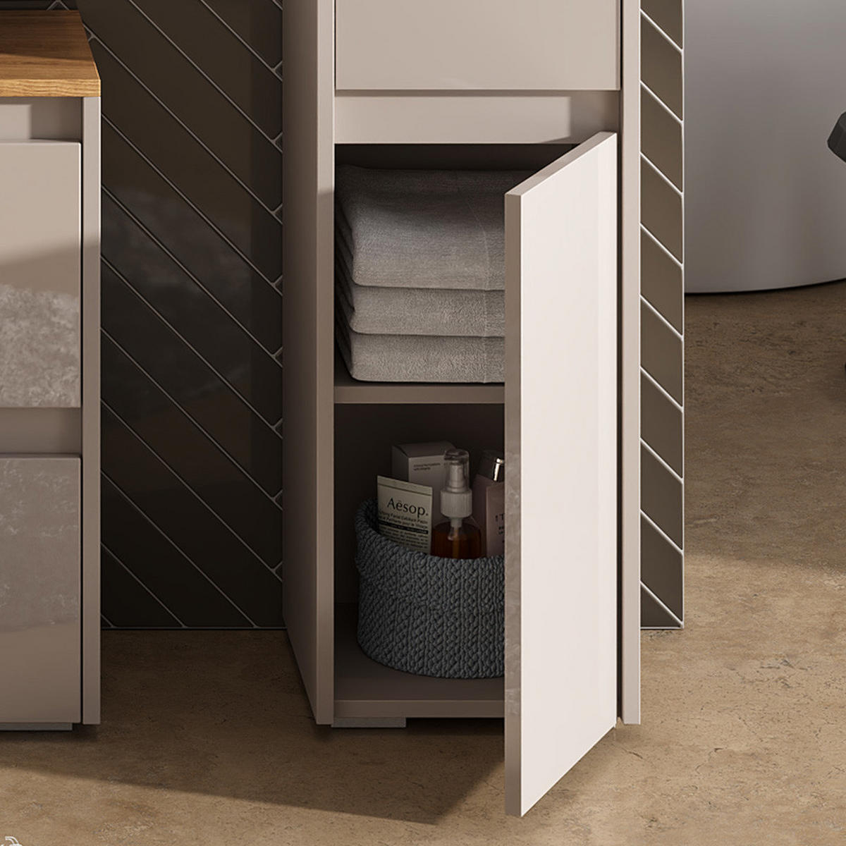 MIDISCHRANK Majest Cashmere 30.2 x 96.3 cm mit Schublade und Tür - Kaschmir, Holzwerkstoff (30.2/96.3/30cm) - Vicco