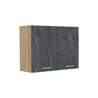 KÜCHENGLASSCHRANK R-Line, Schwarz Beton/Goldkraft Eiche, 80 cm - Eichefarben/Schwarz, Holzwerkstoff (80/60/31cm) - Vicco
