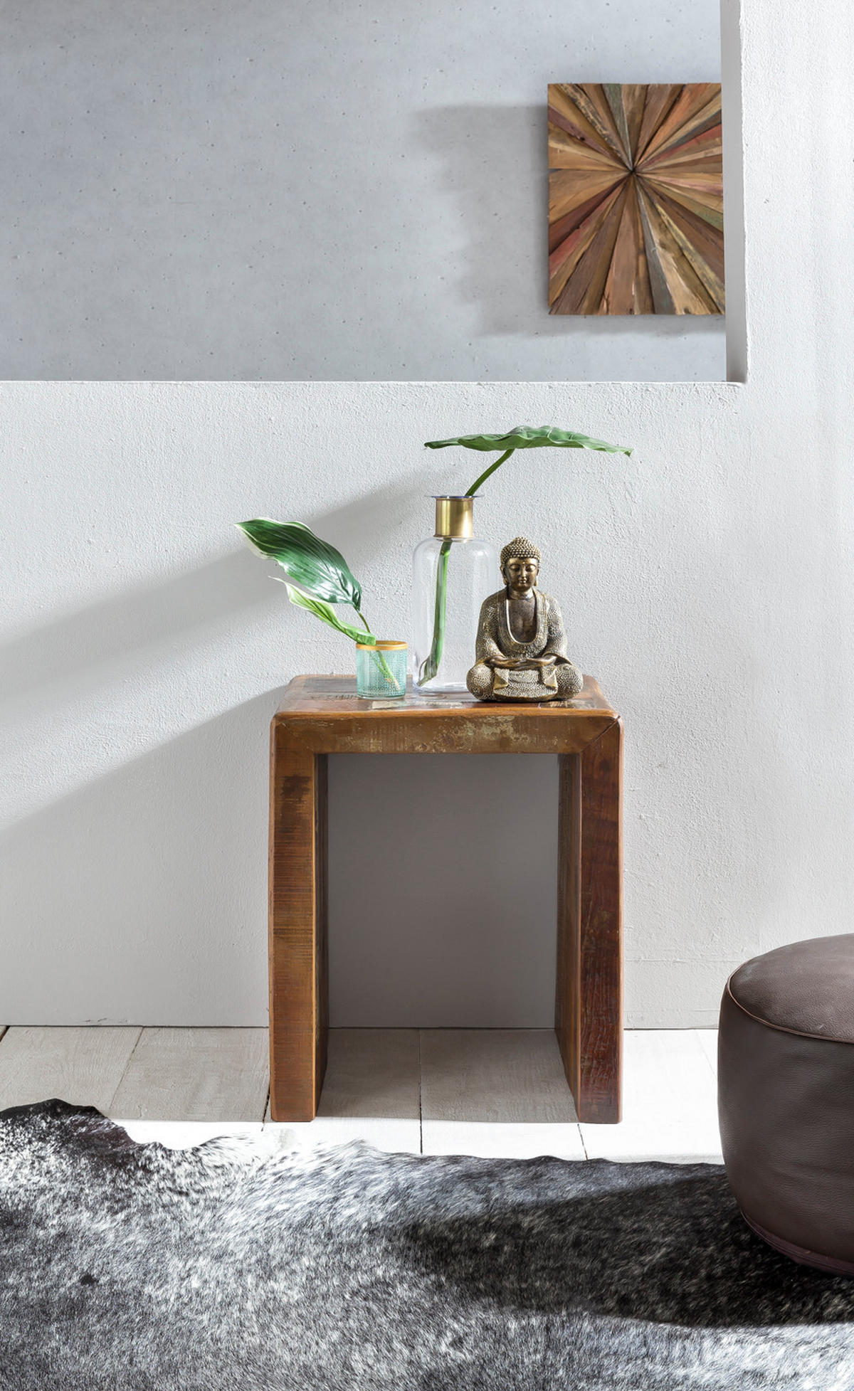 BEISTELLTISCH – Mango Massivholz Shabby Chic 30 kg belastbar - Braun, Holz (40/45/55cm) - KADIMA DESIGN