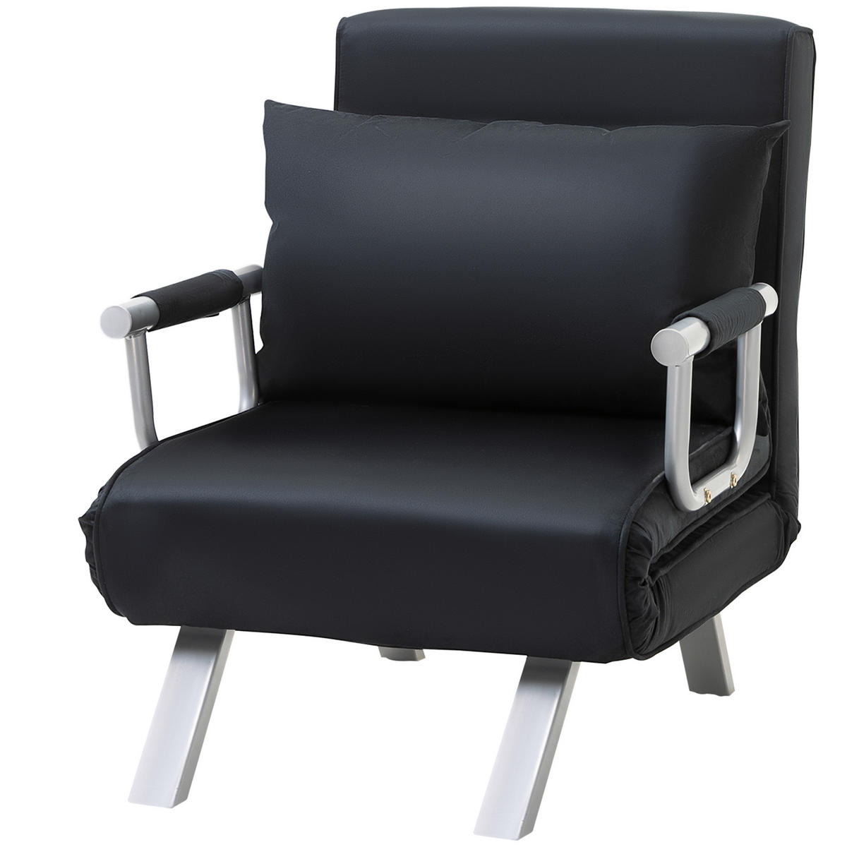 SCHLAFSOFA 3-in-1 DE-08264 Gästebett & Sessel inkl. Kissen Schwarz - Schwarz, Metall (69/80/65cm) - ComfortXL