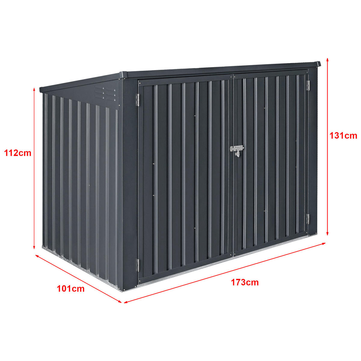 MÜLLTONNENBOX Grebin - Dunkelgrau, Metall (173/131/101cm) - [en.casa]