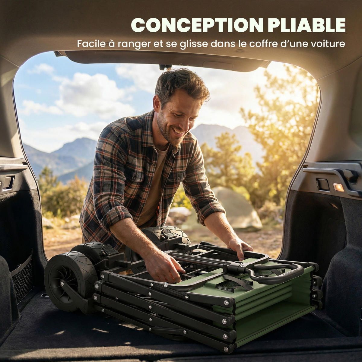 GARTENWAGEN DE-18773 130L mit All-Terrain-Rädern & Bremsen Grün - Grün, Metall (56/100/133cm) - ComfortXL