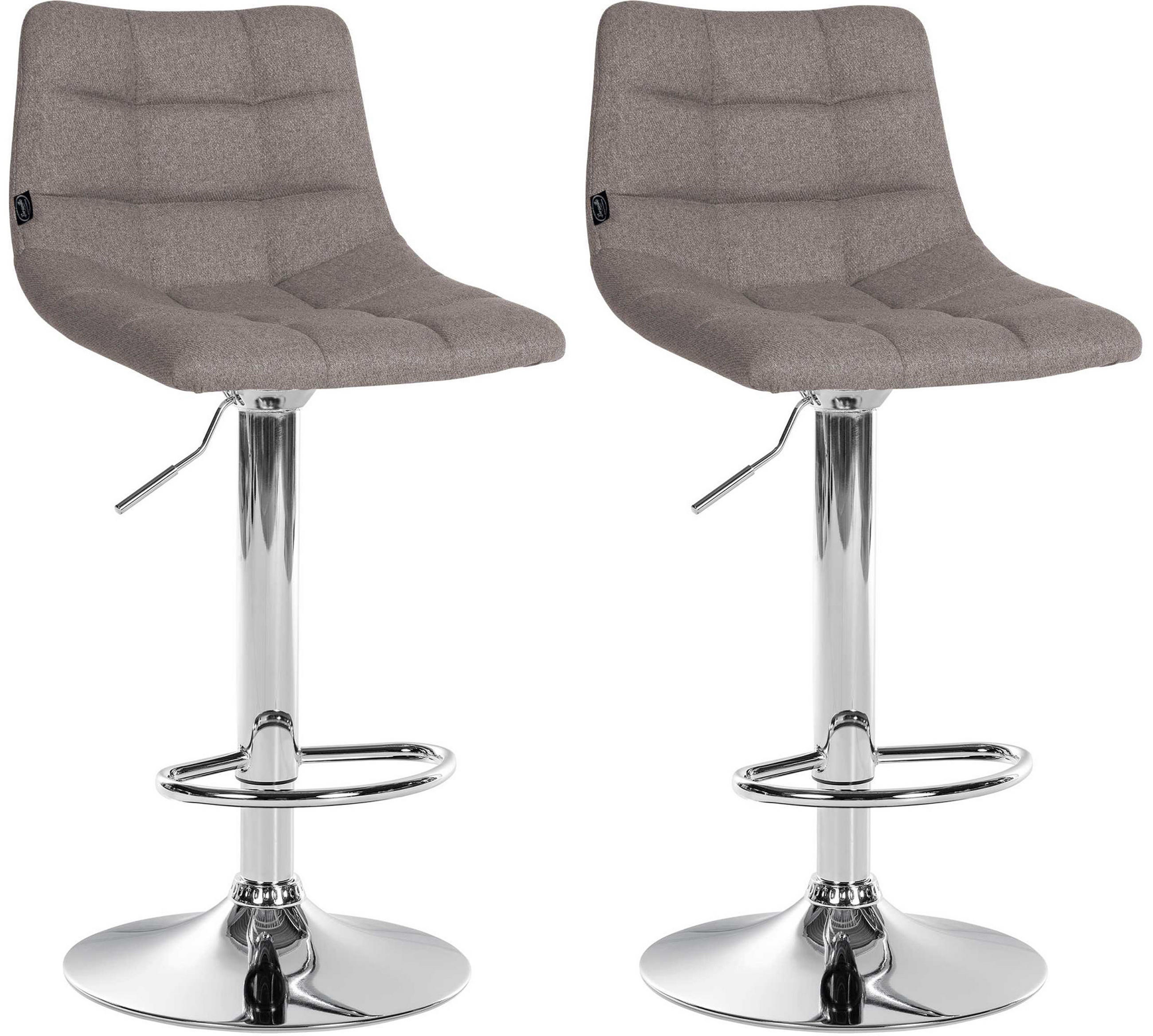 BARHOCKER 2er Set James Stoff chrom grau - Chromfarben/Grau, Textil/Metall (43/108.5/46.5cm) - TPFLiving