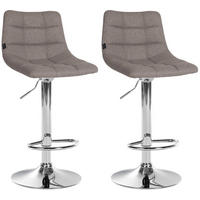 BARHOCKER 2er Set James Stoff chrom grau - Chromfarben/Grau, Textil/Metall (43/108.5/46.5cm) - TPFLiving