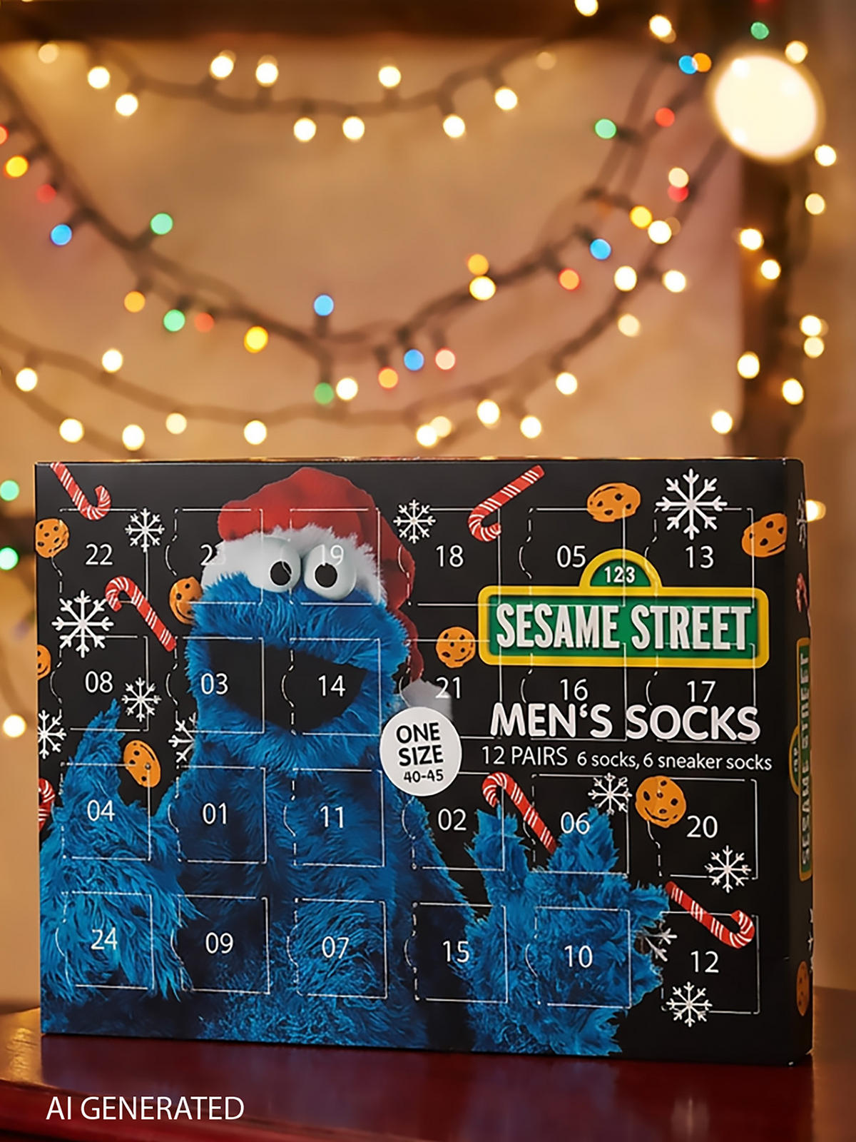 ADVENTSKALENDER Sesamstraße mit 12 Paar Socken Größe 40-45 - Multicolor, Textil (37/5/26.5cm) - United Labels