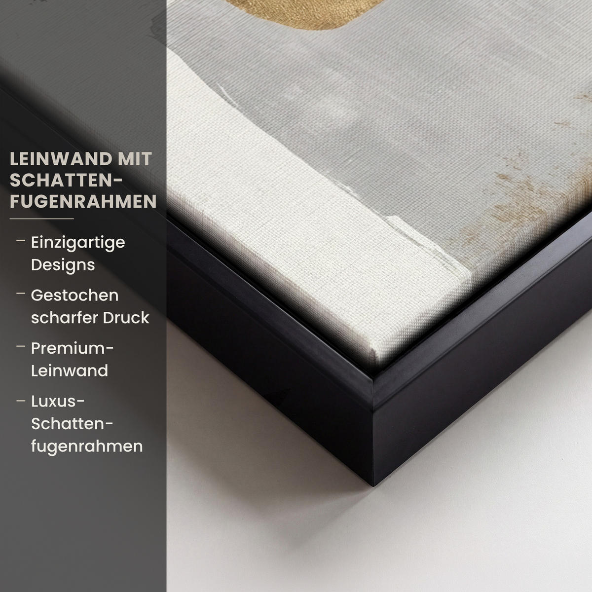LEINWAND Bilder mit Rahmen - Gold - Rechtecke - Kreise - Abstrakt - 30x40 - Weiß, Textil (30/40cm) - MuchoWow