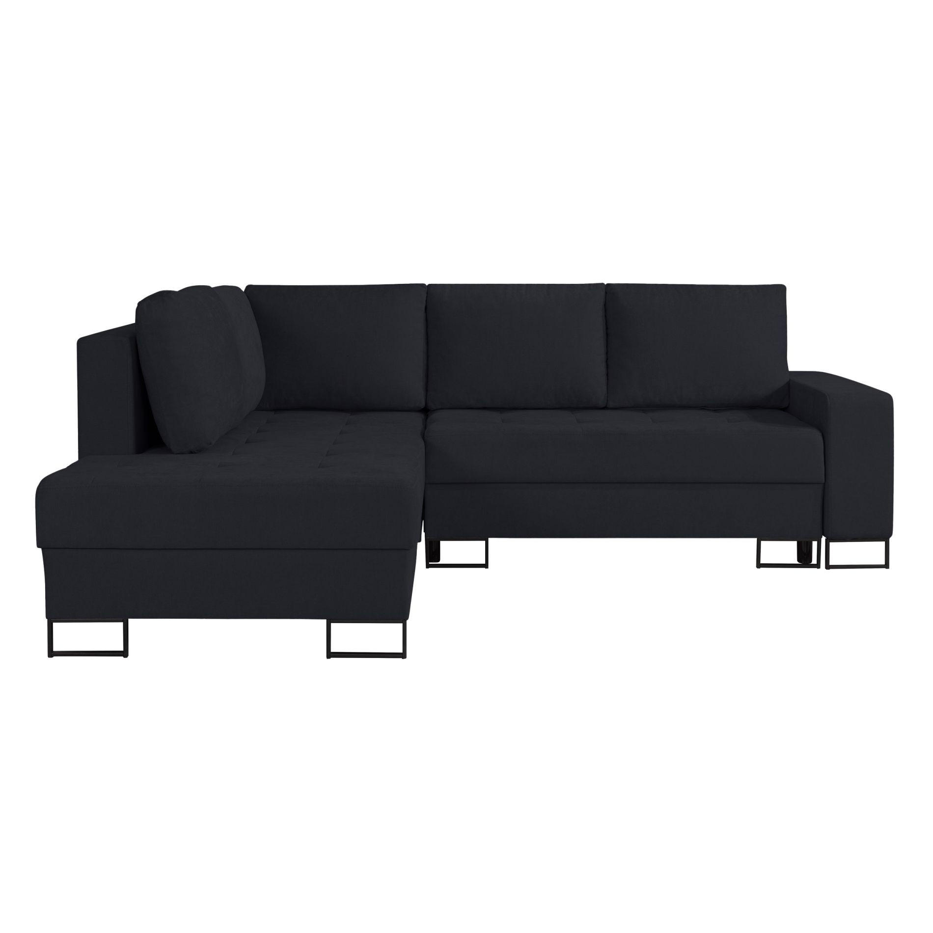 ECKSOFA Larelle Graphit Chenille 245 cm - Schwarz, Textil/Metall (245/200cm) - Selsey