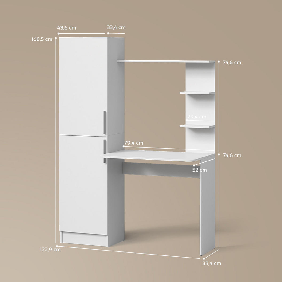 SCHREIBTISCH Rina Weiß 122.9 x 168 cm - Weiß, Holzwerkstoff (52/122.9/168cm) - Livinity®