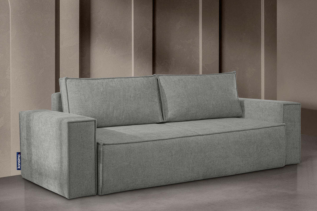 3-SITZER-SOFA NAPI II mit Schlaffunktion, grau - Grau, Textil (244/89/101cm) - KONSIMO®