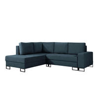 ECKSOFA mit Schlaffunktion Links Dunkelblau Chenille - 245x200 cm - Trevi - Schwarz/Dunkelblau, Holz/Holzwerkstoff (245/200cm) - Ravio
