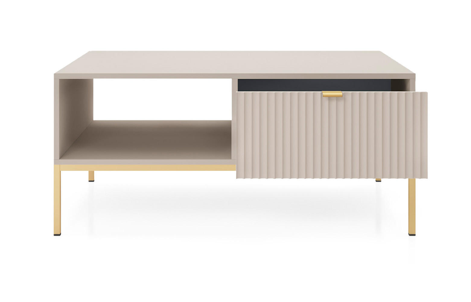 Thumbnail - Feldmann-Wohnen Couchtisch, Creme, Holz, 1 Fächer, 2 Schubladen, Rechteckig, 104x46x68 cm, Wohnzimmer, Wohnzimmertische,...