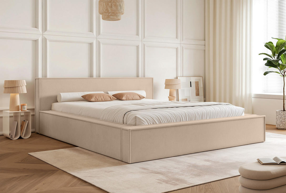 POLSTERBETT Mendocino Classic Low 120x200 cm, Beige - Beige, Textil (120/200cm) - Fedve