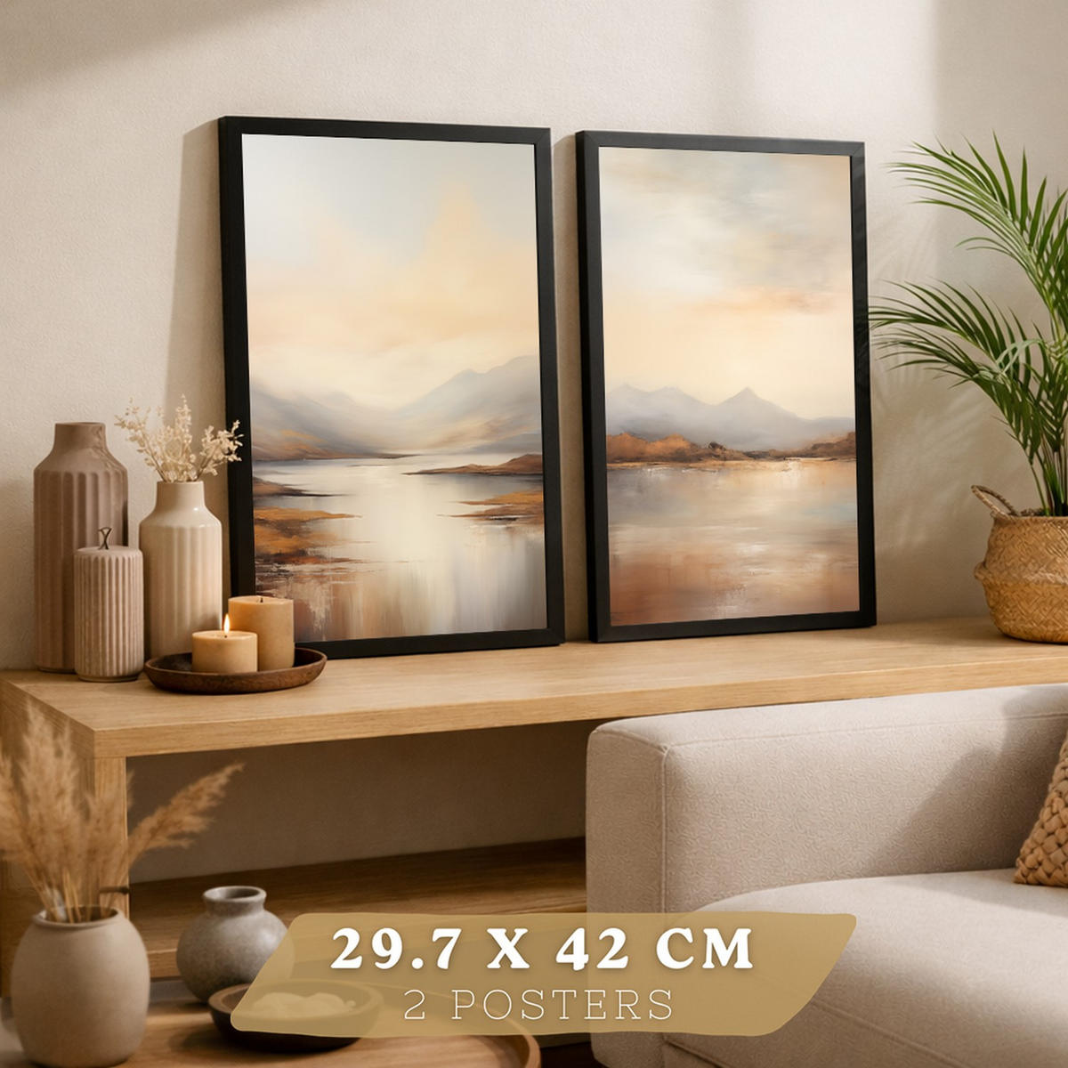 PLAKAT Sada 2 Soumrak A3 Černý rám - černá, papír (29.7/1/42cm) - Nacnic
