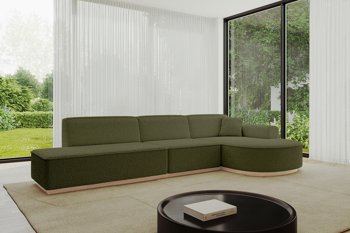 ECKSOFA Ottomane Rechts ARRIO-L2 - 328x171x83 cm Grün - Grün, Holzwerkstoff/Textil (328/171cm) - ALTDECOR