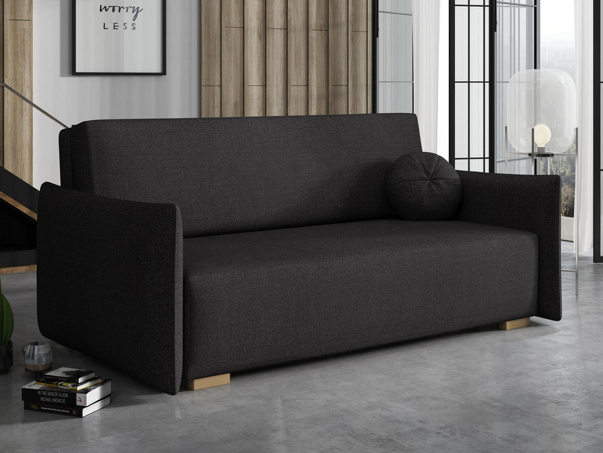 SCHLAFSOFA Viva Glov IV - Schwarz/Naturfarben, Holz/Textil (174/85/98cm) - MIRJAN24