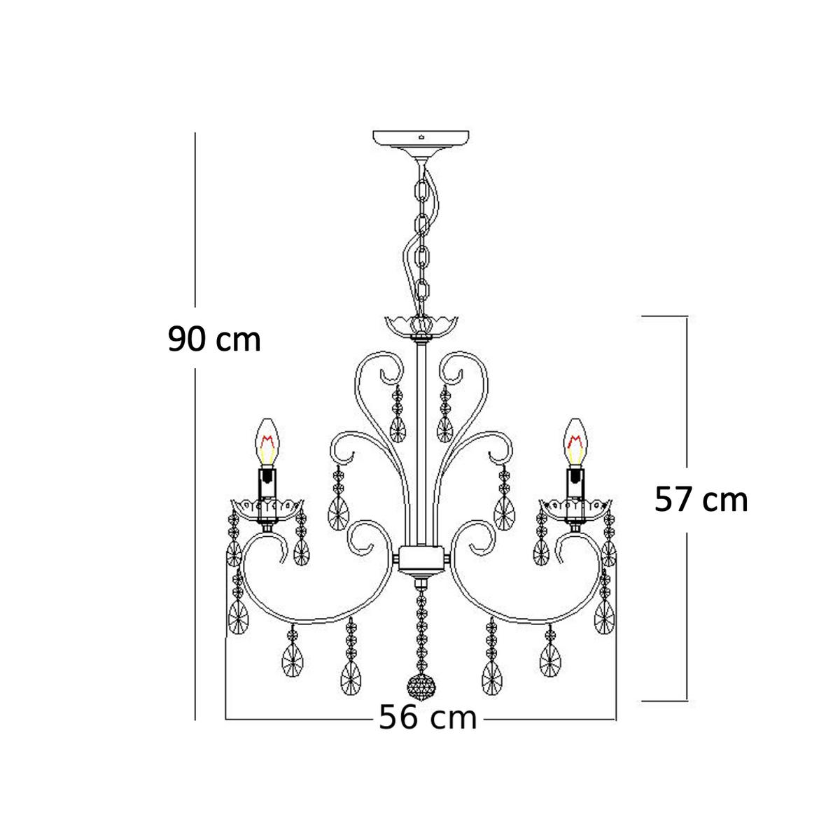 KRONLEUCHTER Pavia, Silber/Chrom, 57cm - Chromfarben, Glas (57/56/57cm) - KOSILUM