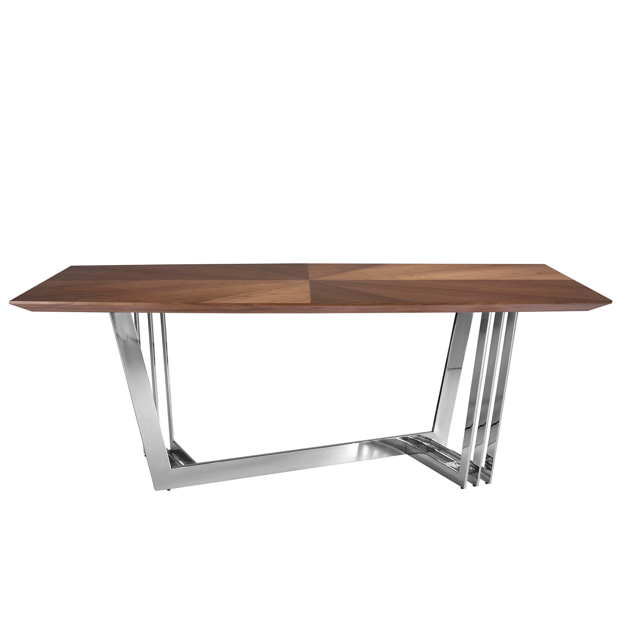 ESSTISCH Walnuss Stahl 220/110/77 cm - Edelstahlfarben/Walnussfarben, Holz (110/220/77cm) - ANGEL CERDA