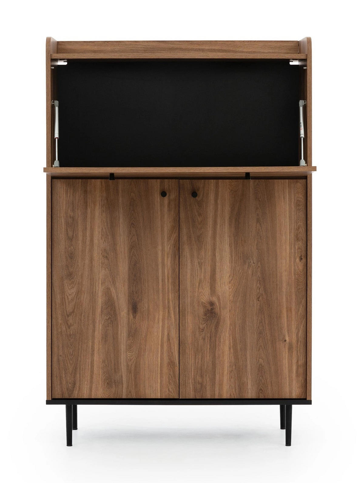 HIGHBOARD Nero KB90 90/45/140 mit Barschrank - Hellbraun/Schwarz, Holzwerkstoff/Metall (90/140/45cm) - Ravio