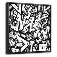 LEINWAND Bilder mit Rahmen - Formen - Buchstaben - Graffiti - Schwarz - 20x20 - Schwarz, Textil (20/20cm) - MuchoWow