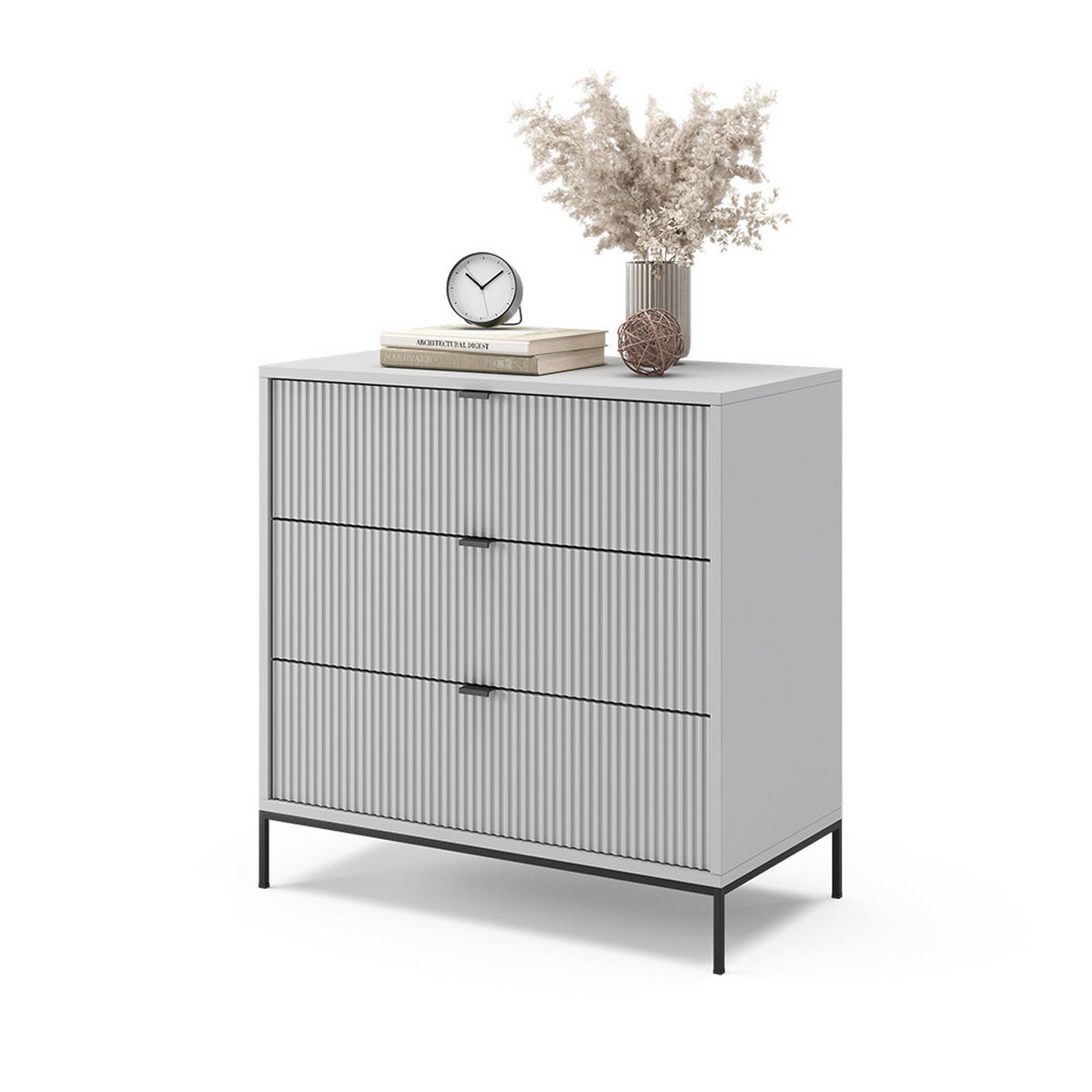 KOMMODE Eliza Grau 80 x 81.2 cm mit 3 Schubladen - Grau, Holzwerkstoff (42/81.2/80cm) - Vicco
