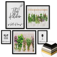 WANDBILDER 5er-Set - 50x50 cm & 20x30 cm & 40x60 cm Schwarzer Rahmen - Tisch aus Zitronenbaum - Schwarz, Kunststoff (40/60cm) - ArtPrintCave