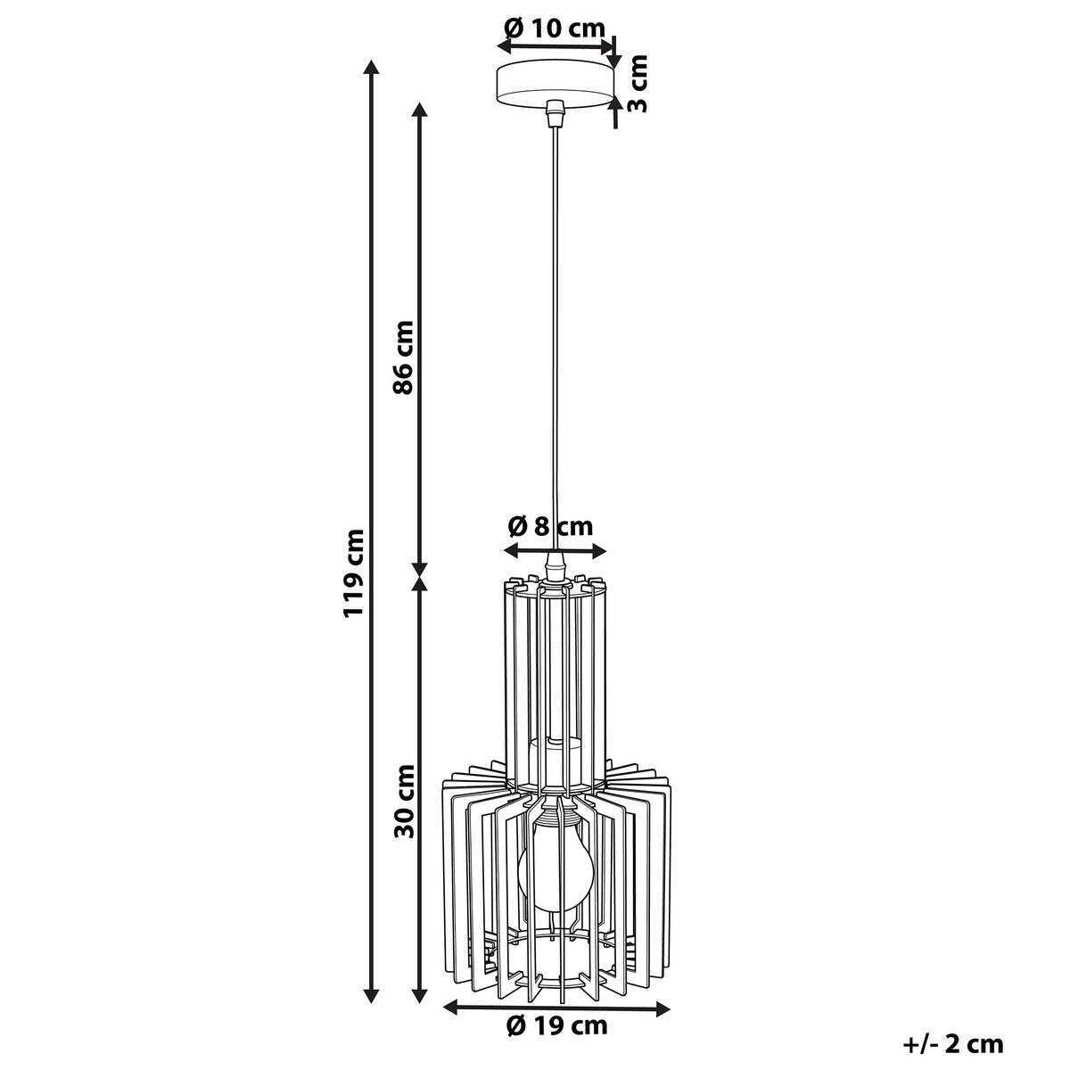 HÄNGELEUCHTE Niari 19/19/119 cm - Dunkelbraun, Holzwerkstoff (19/19/119cm) - Beliani