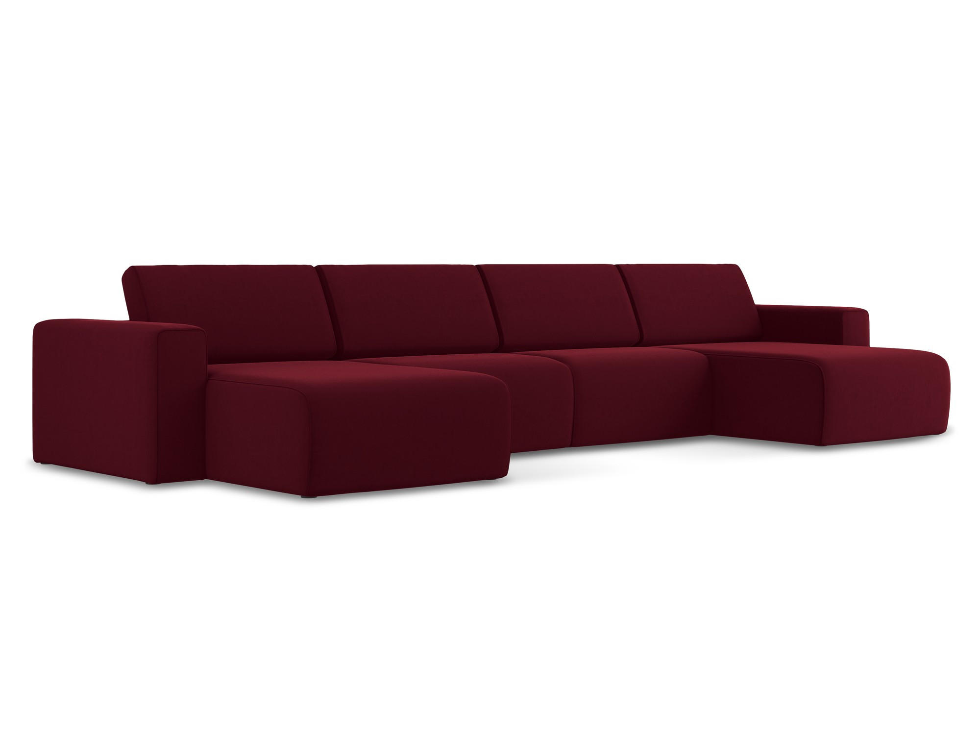 WOHNLANDSCHAFT Samt Stoff Rot - Bordeaux/Beige, Kunststoff/Textil (404/80/167cm) - Makamii