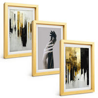 BILDER SET 3er Set - 20x30 cm Goldrahmen - Abstrakte handgemalte Muster - Goldfarben, Kunststoff (20/30cm) - TULUP
