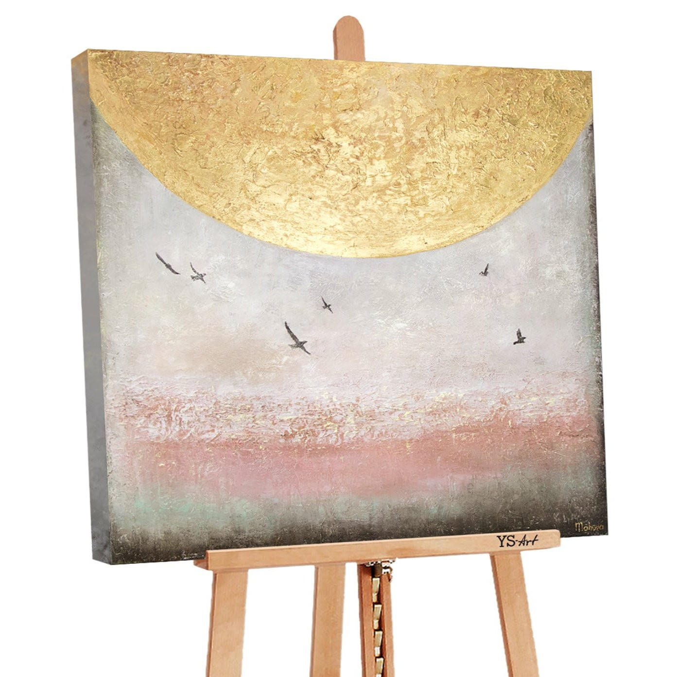 GEMÄLDE Sonnenenergie II auf Keilrahmen 80x80 cm - Goldfarben, Holz (80/80cm) - YS-art gallery