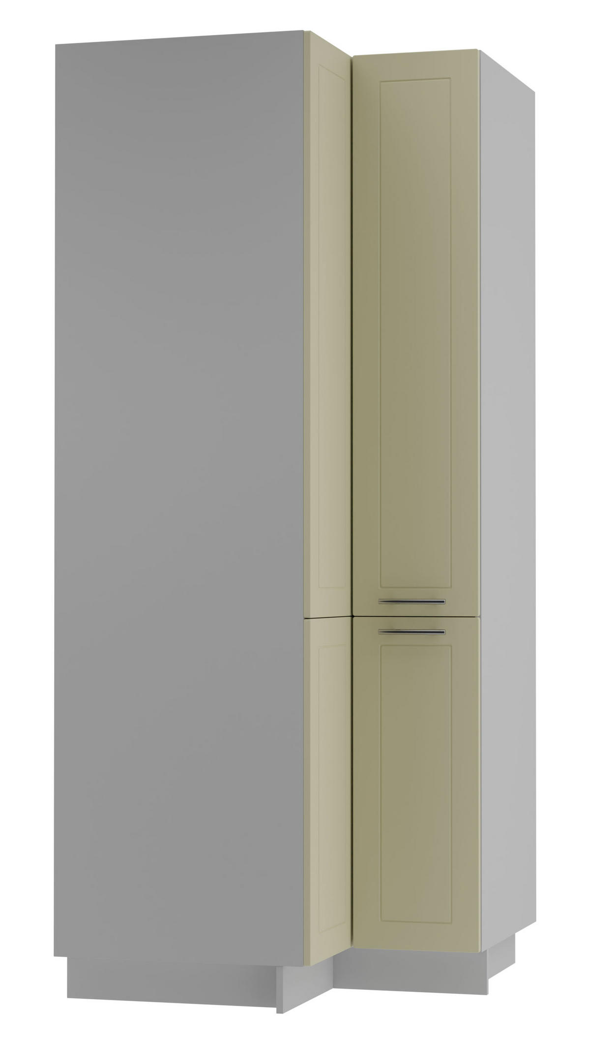 ECKVORRATSSCHRANK Kvantum D24N/207 Grau / Vanille Matt - Creme/Grau, Holz/Holzwerkstoff (90/207/90cm) - Feldmann-Wohnen