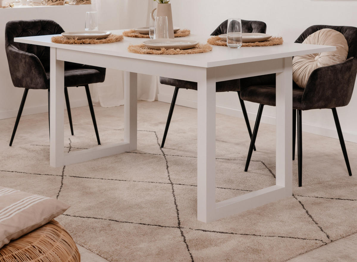 ESSTISCH weiß, 160 - 200 cm ausziehbar, Küchentisch bis 8 Personen - Weiß, Holzwerkstoff (90/160/75cm) - Furn.Design