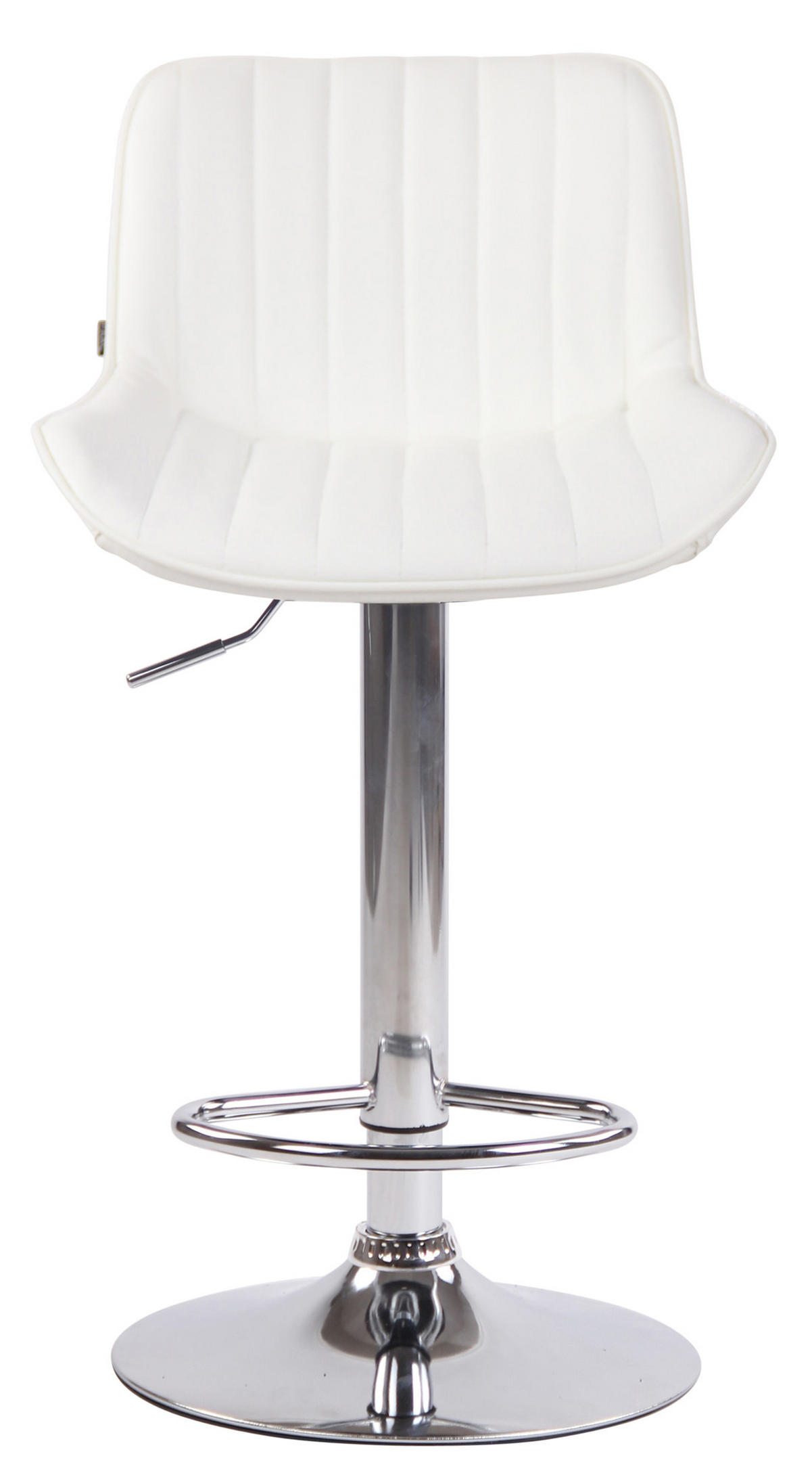 BARHOCKER 2er Set Lederlook weiß - Chromfarben/Walnussfarben, Textil/Metall (50/86/50cm) - CLP