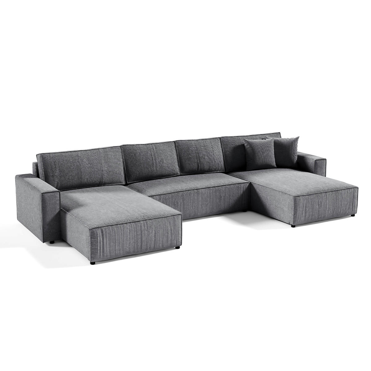 PANORAMASOFA Isaac 5 Sitzplätze Grau - Grau, Holzwerkstoff (398/85/185cm) - Petits-meubles