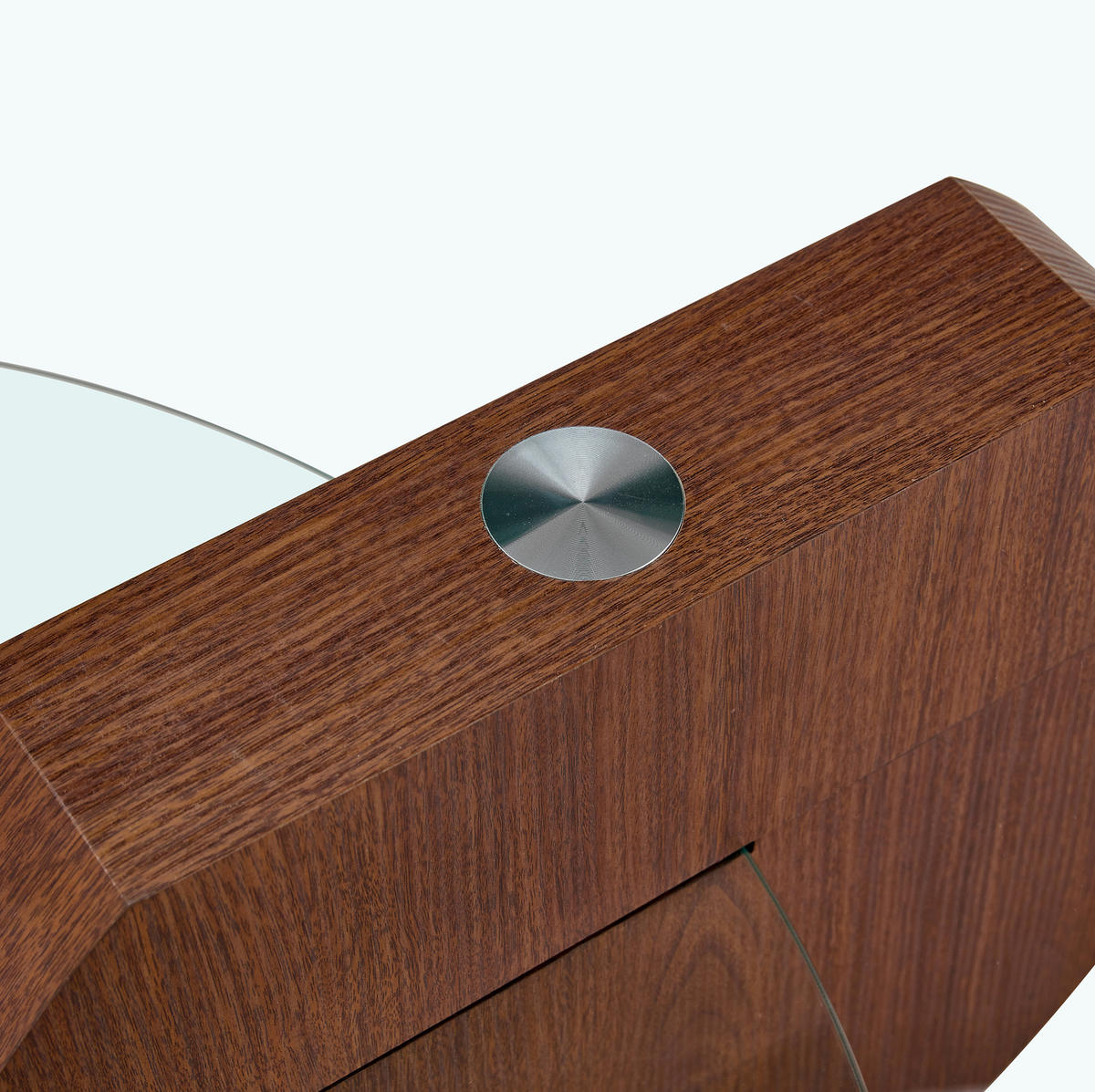 COUCHTISCH aus MDF 90x90x44 cm und Sicherheitsglas Transparent/Walnuss mit mehrstufigen Ablageflächen - Walnussfarben, Glas (90/90/44cm) - IVMEU