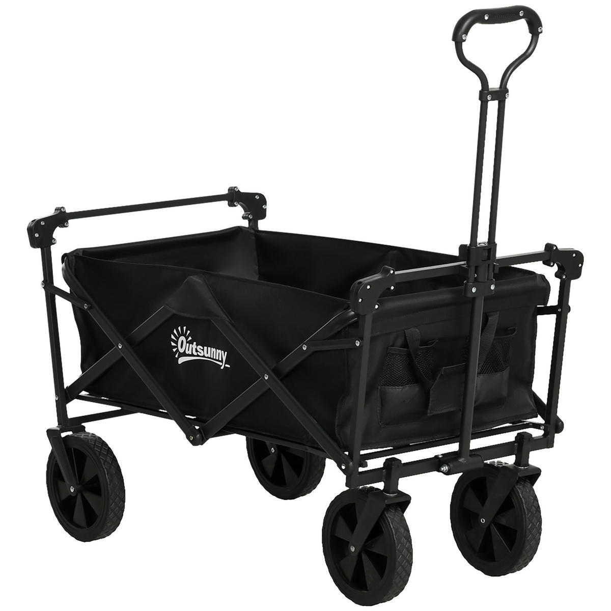 GARTENWAGEN DE-10434 klappbar mit Dach, 110 L Schwarz - Schwarz, Metall (52/105/97cm) - ComfortXL