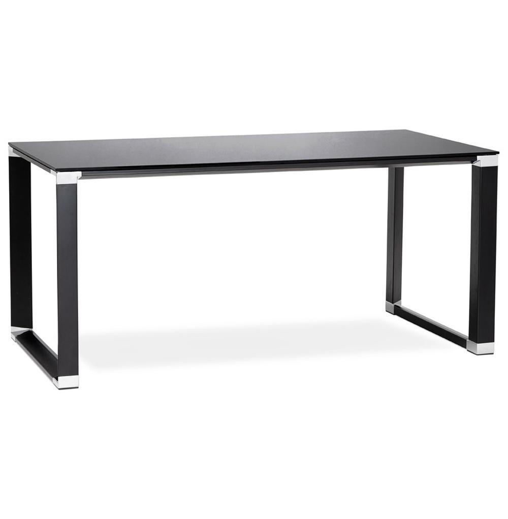 GLASSCHREIBTISCH Verchromt Mit Kufengestell Modern KERIX, Schwarz 160x80x73 cm - Schwarz, Glas/Metall (80/160/73cm) - KADIMA DESIGN