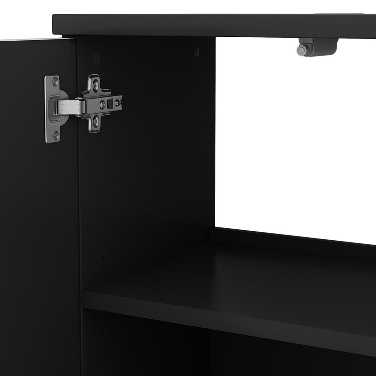 BADMÖBEL-SET Edge Schwarz 3 Teile, mit Hochschrank - Schwarz/Weiß, Holzwerkstoff (60/57/30cm) - Vicco