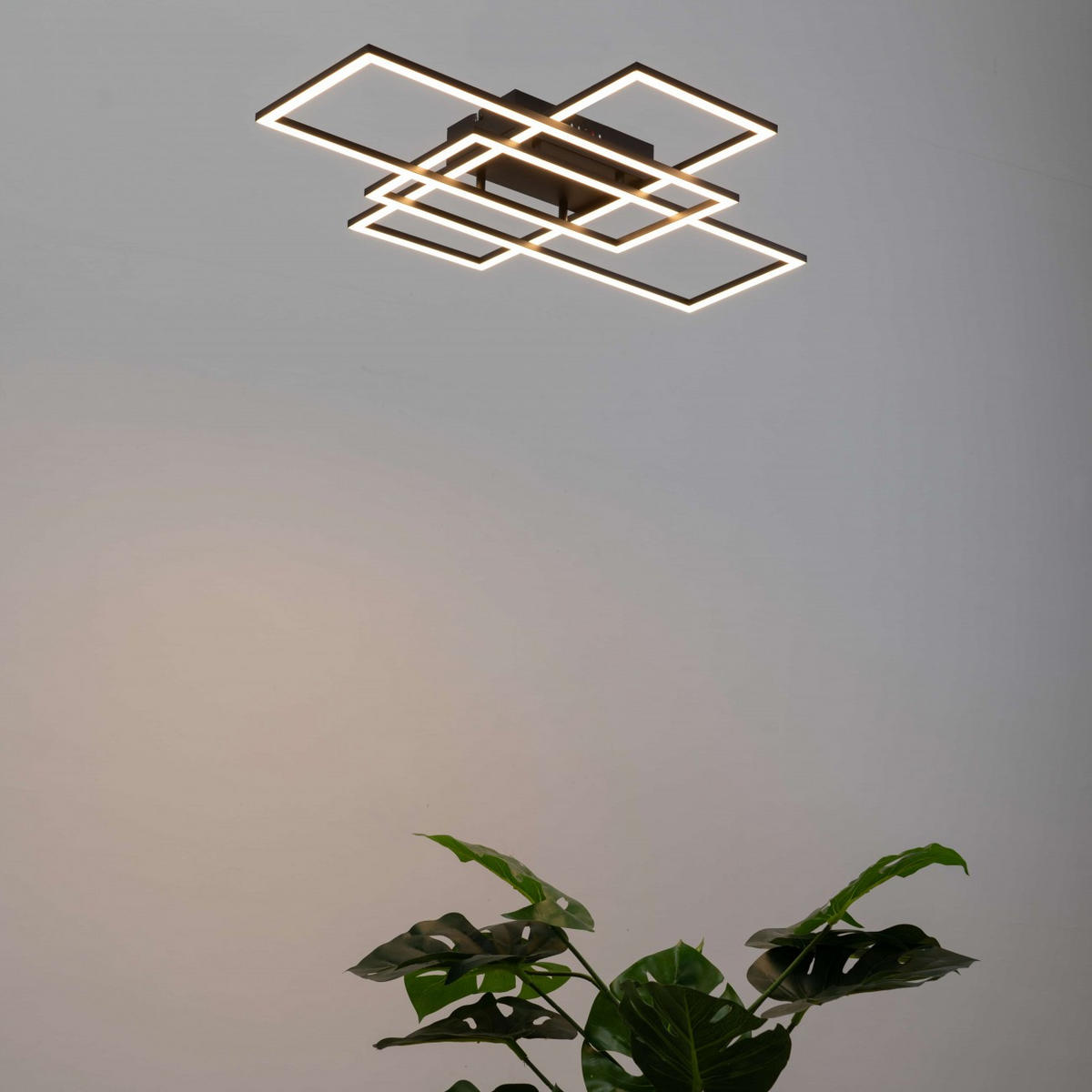 DECKENLEUCHTE Eli, Schwarz, 70cm, Dimmbar - Schwarz, Glas (70/50/7.5cm) - KOSILUM