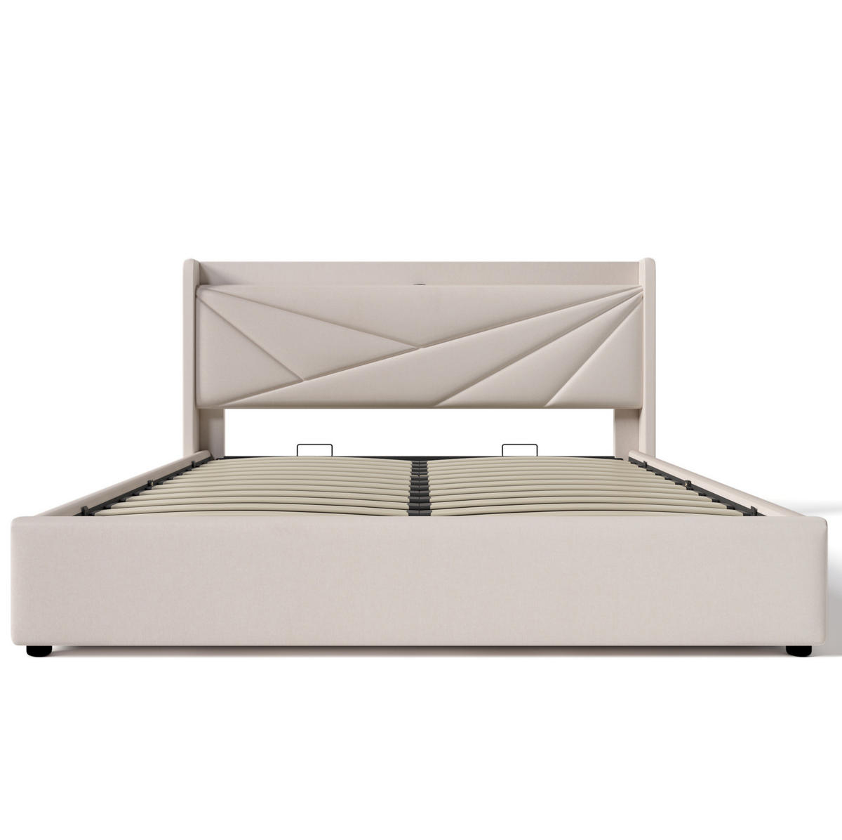 POLSTERBETT 160/200 cm Beige mit Bettkasten, Matratze und USB- und Type-C-Anschlüssen - Beige, Textil (160/200cm) - Flora Grace