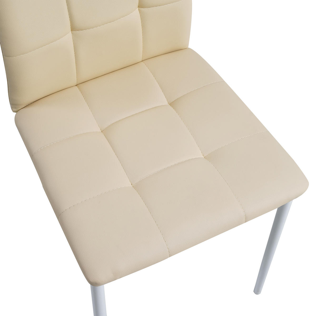 STUHL RIMINI Lederimitat Metallbeine 4er Set Beige - Beige, Kunststoff/Metall (41/97/38cm) - Albatros