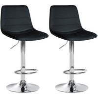 BARHOCKER 2er Set Lederlook schwarz - Schwarz, Textil/Metall (45/89/46cm) - CLP