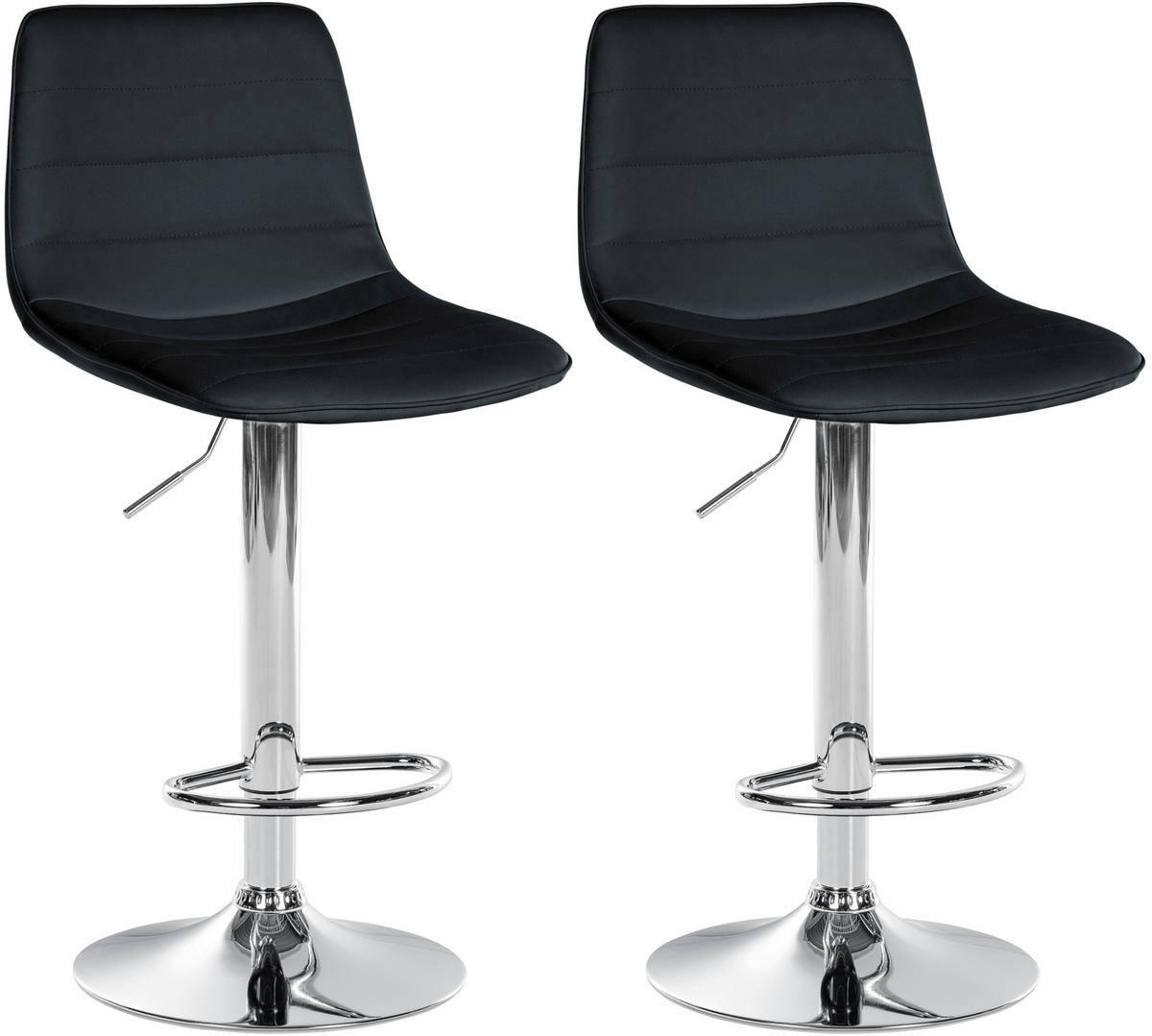 BARHOCKER 2er Set Lederlook schwarz - Schwarz, Textil/Metall (45/89/46cm) - CLP