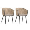 GARTENSTUHL 2er-Set aus Aluminium HxBxT 82x61x57cm Sitzhöhe 50cm Olefin Seilgeflecht Rope Creme Kissen Hellbraun - Creme, Metall (61/82/57cm) - PROREGAL