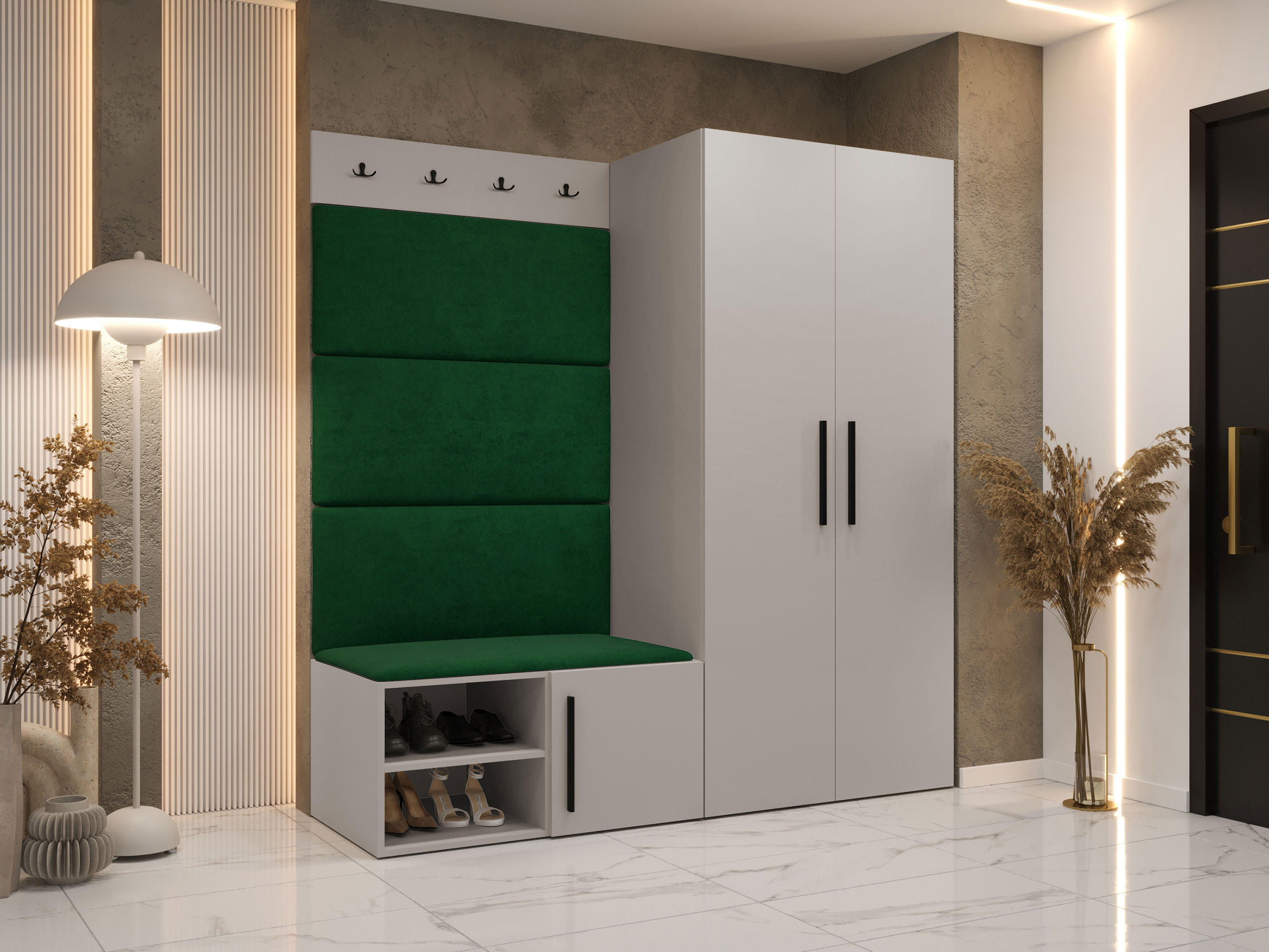 GARDEROBEN-SET Medi I - Kaschmir/Schwarz, Holzwerkstoff/Kunststoff (80/191/50cm) - MIRJAN24