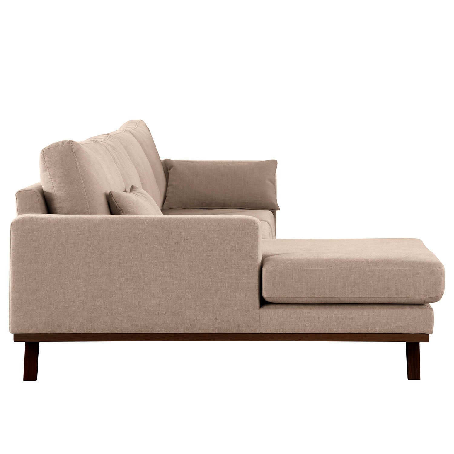ECKSOFA mit Longchair - Taupe/Buchefarben, Textil (281/153cm) - home24