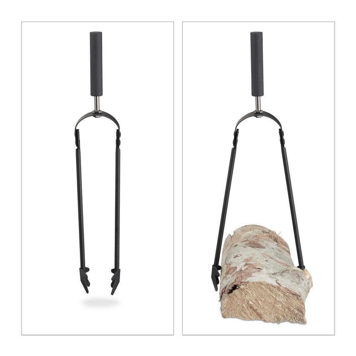 KAMINBESTECK - Schwarz, Metall (20/50/20cm) - Relaxdays