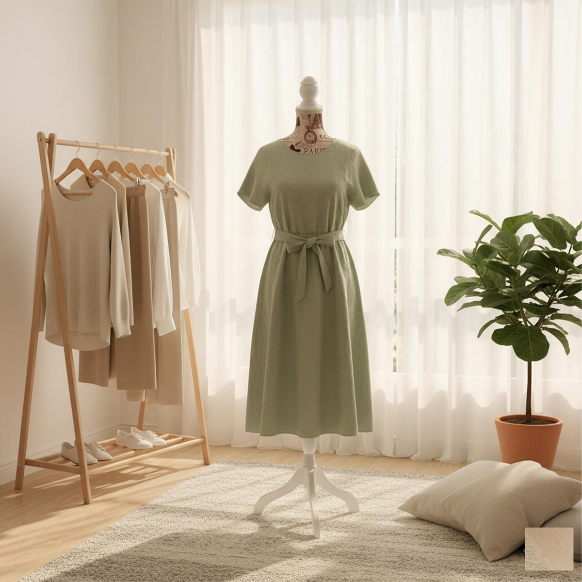 MANEKÝNKA - viacfarebná, drevo/textil (41/167/34cm) - Relaxdays